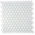 Sample - White 12x12 Glossy Penny Round Glass Mosaic Tile (5 pack, 5 sq ft/case)