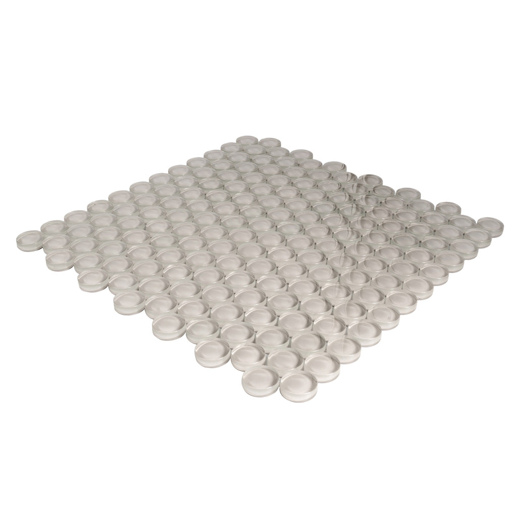 Beige 12x12 Glossy Penny Round Glass Mosaic Tile (5 pack, 5 sq ft/case) - Sample