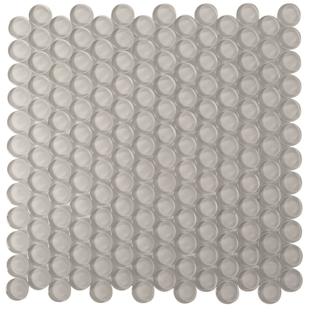 Beige 12x12 Glossy Penny Round Glass Mosaic Tile (5 pack, 5 sq ft/case) - Sample