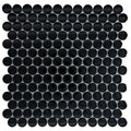 Sample - Black 12x12 Glossy Penny Round Glass Mosaic Tile (5 pack, 5 sq ft/case)