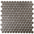 Sample - Ash Gray 12x12 Glossy Penny Round Glass Mosaic Tile (5 pack, 5 sq ft/case)