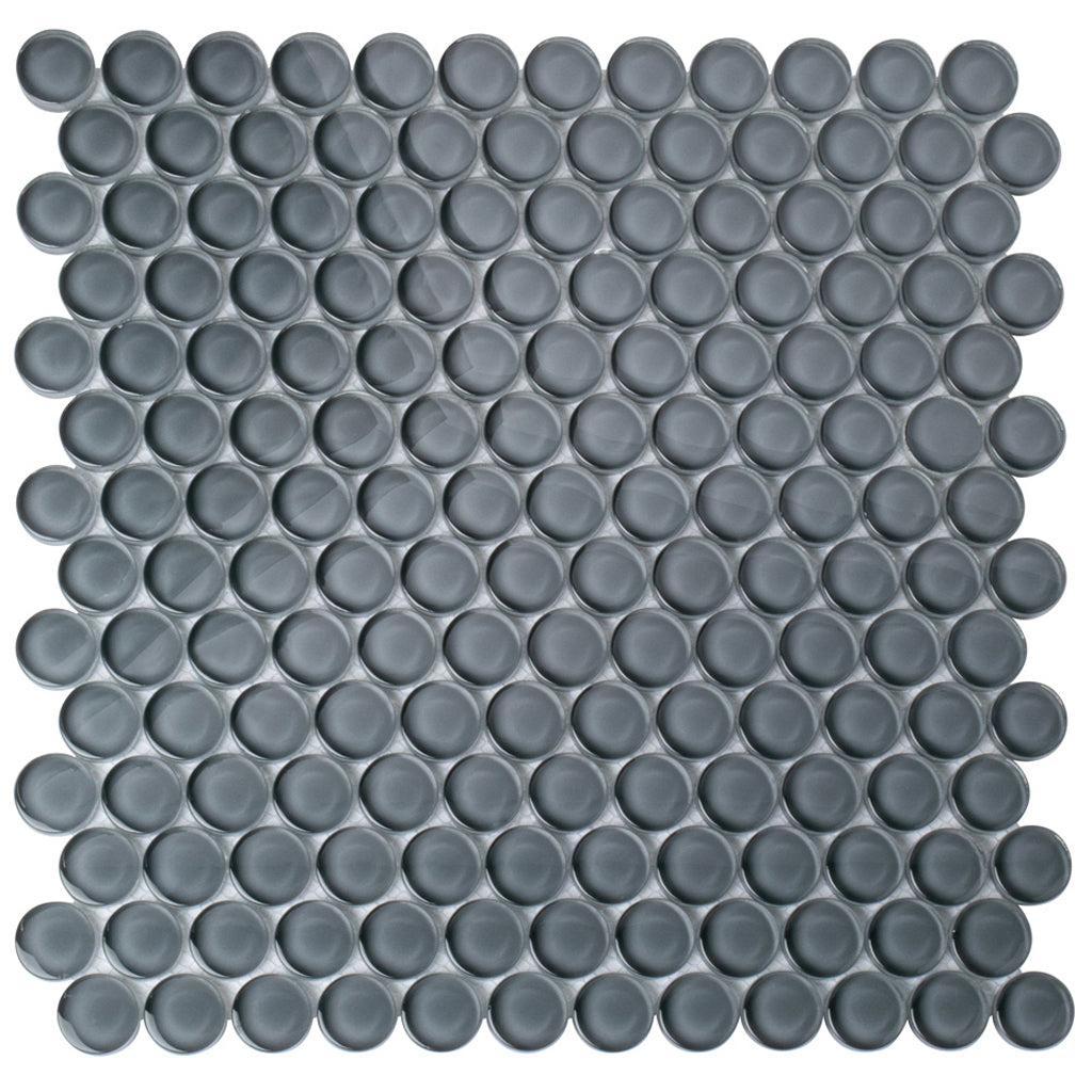 Coin Gray 12x12 Glossy Penny Round Glass Mosaic Tile (5 pack, 5 sq ft/case) - Sample