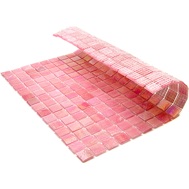 20-pack Nacreous 12 in. x 12 in. Glossy Punch Pink Glass Mosaic Wall and Floor Tile (20 sq. ft./case)