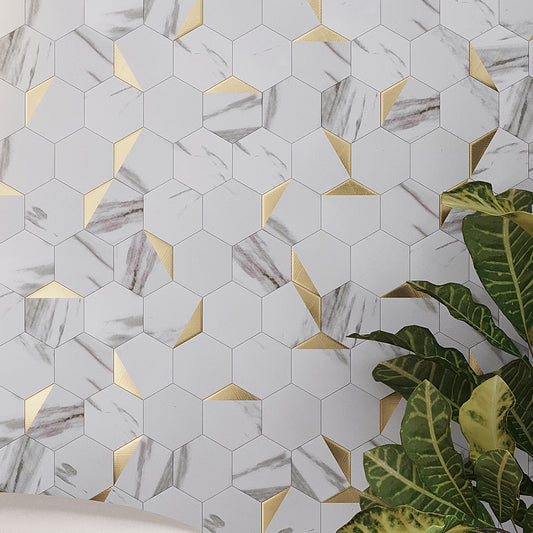White Gold 12x12 Honed Hexagon PVC Peel & Stick Tile (10 pack, 8.3 sq ft/case)