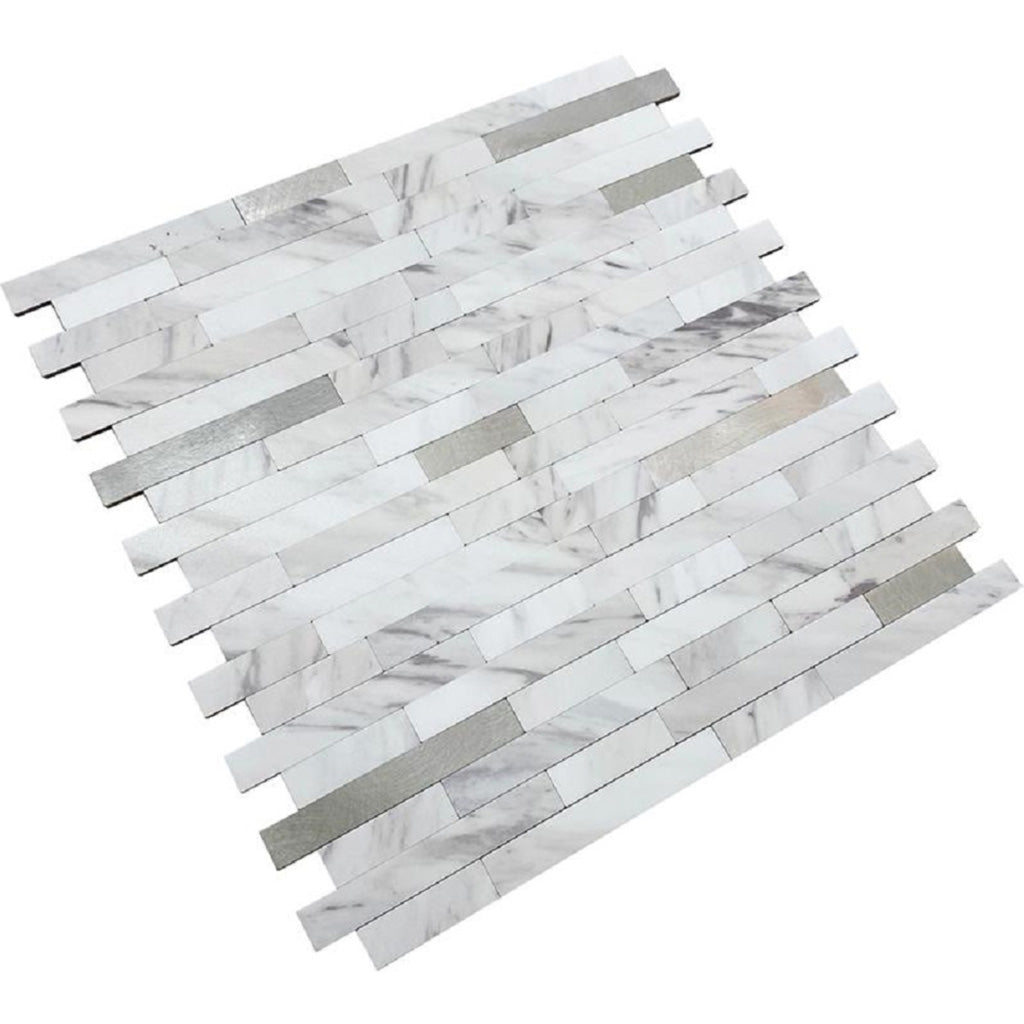 12x10 White and Silver Peel and Stick Tile for Kitchen 