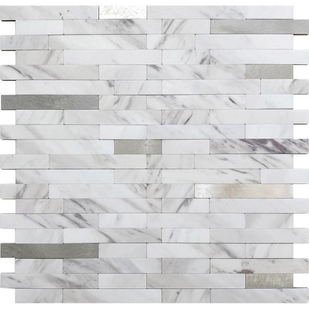 White Silver 10x12 Polished Brick PVC Peel & Stick Tile (10 pack, 9.26 sq ft/case) - Sample