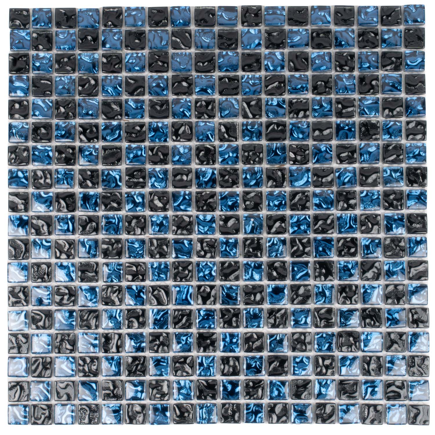 Blue Black 12x12 Glossy Square Glass Mosaic Tile (5 pack, 4.75 sq ft/case) - Sample