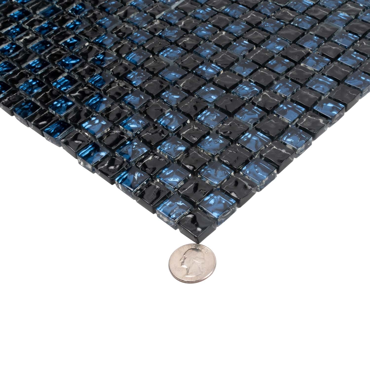 Blue Black 12x12 Glossy Square Glass Mosaic Tile (5 pack, 4.75 sq ft/case) - Sample