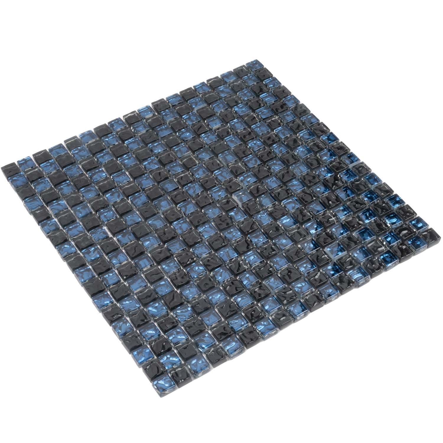 Blue Black 12x12 Glossy Square Glass Mosaic Tile (5 pack, 4.75 sq ft/case) - Sample