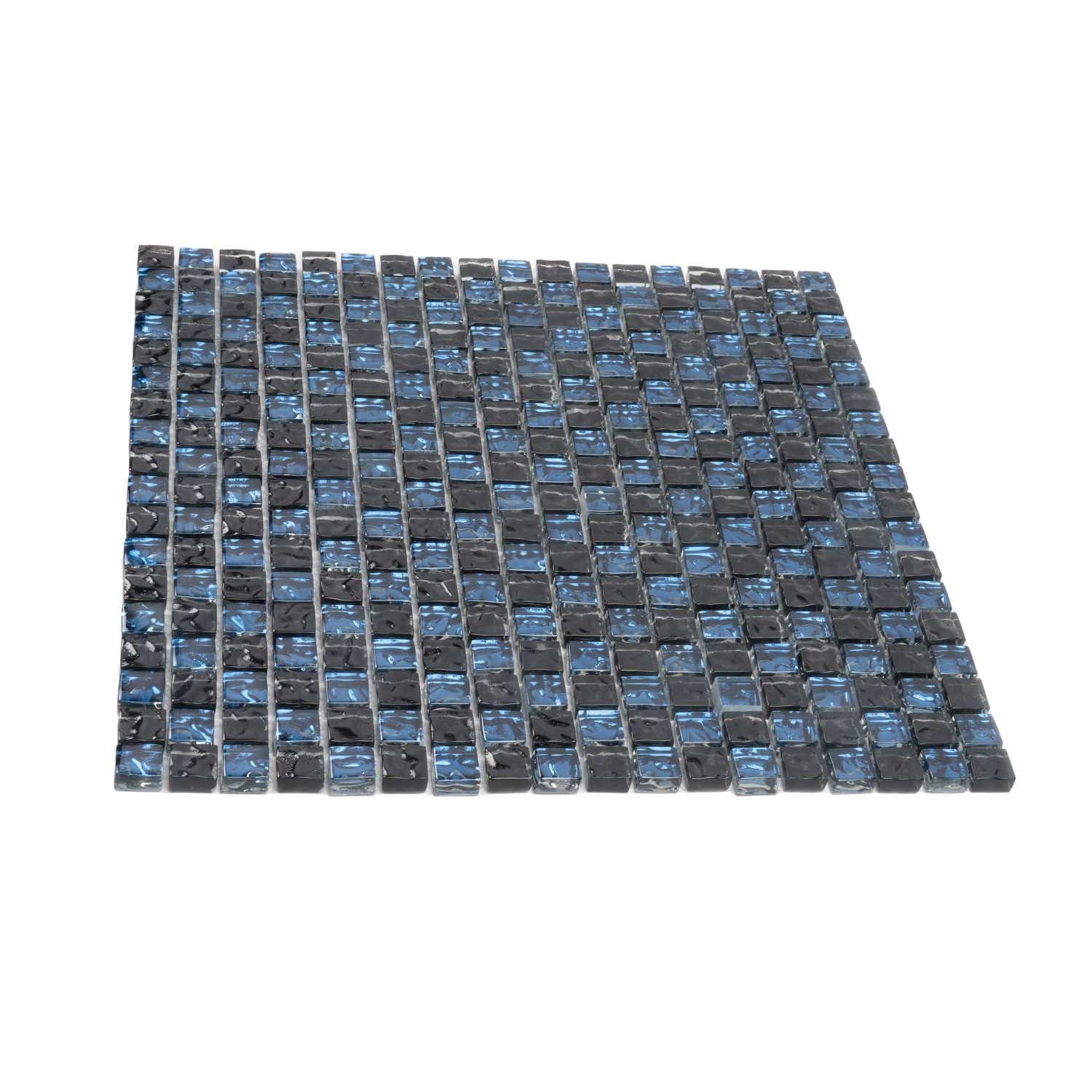 Blue Black 12x12 Glossy Square Glass Mosaic Tile (5 pack, 4.75 sq ft/case) - Sample