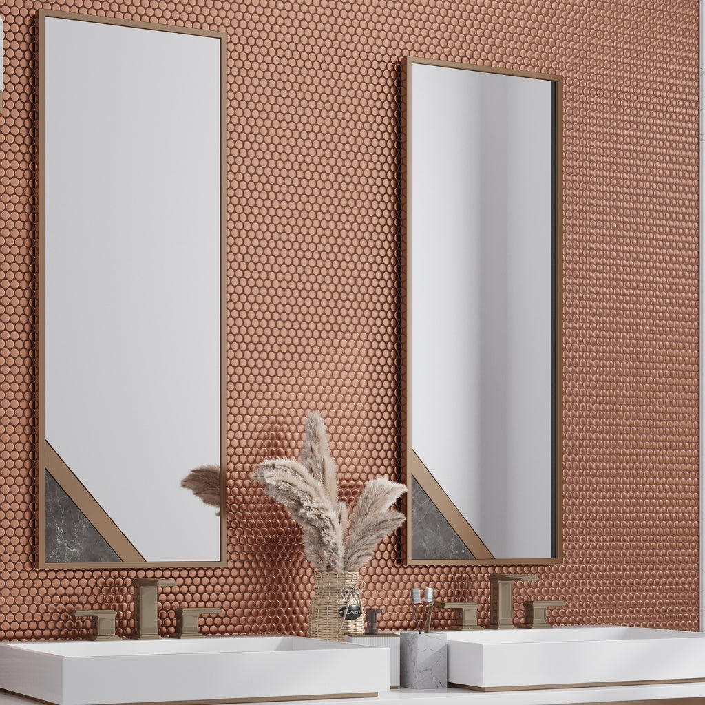 Copper Gold 12x12 Matte Penny Round Porcelain Mosaic Tile (10 pack, 9.87 sq ft/case)