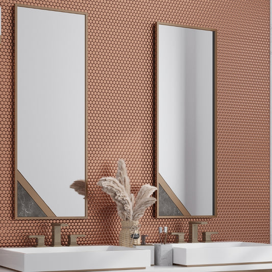 Copper Gold 12x12 Matte Penny Round Porcelain Mosaic Tile (10 pack, 9.87 sq ft/case)