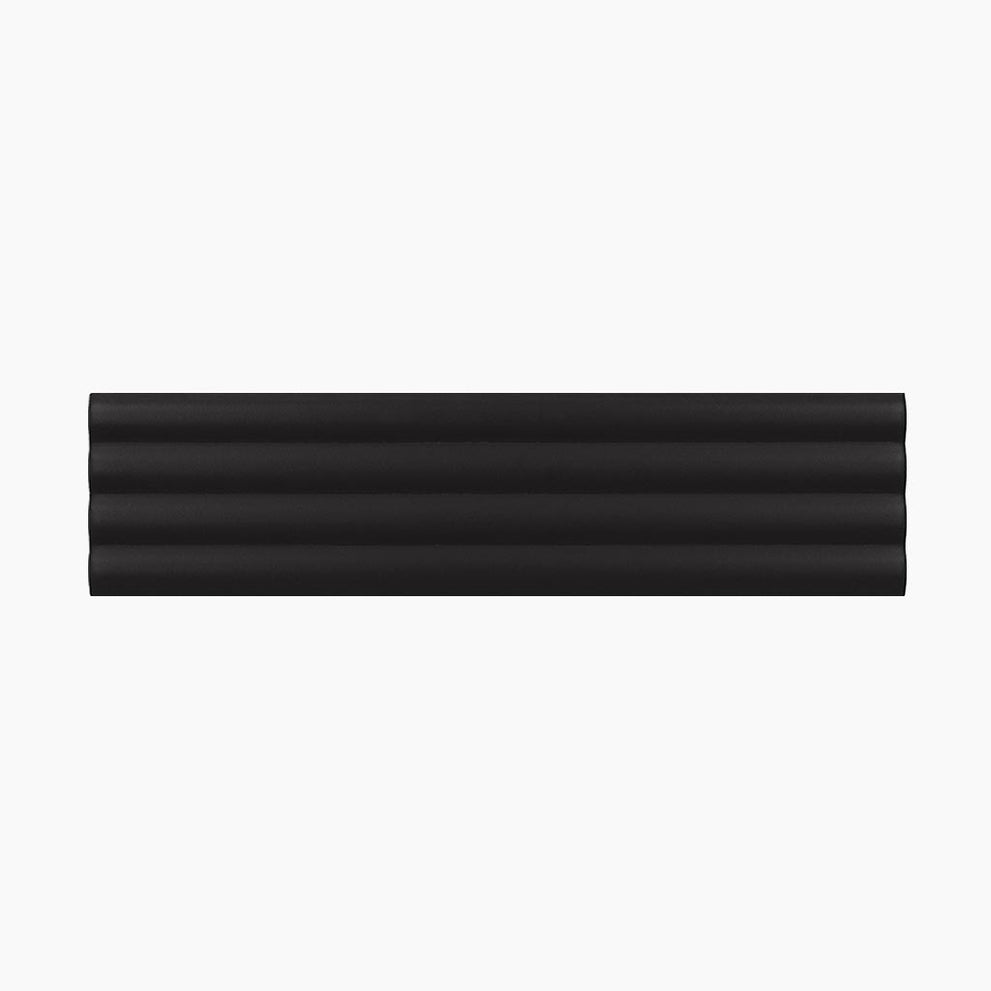 Black matte ceramic subway deco tile with a textured surface finish