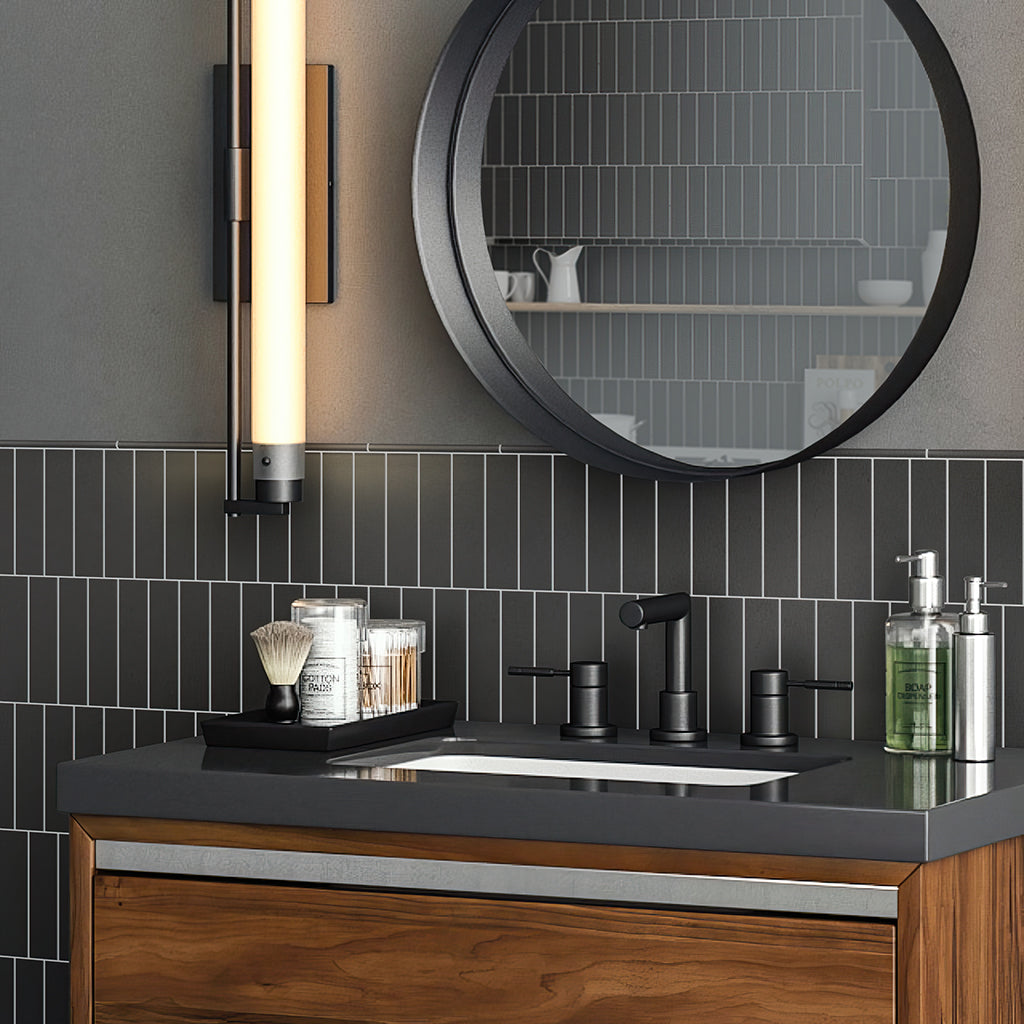 Black 2x8 Matte Ceramic Subway Deco Tile (38 pack, 4.1 sq ft/case) - Sample