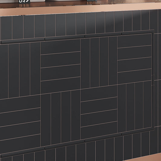 black matte ceramic subway tile wall with vertical and horizontal pattern 