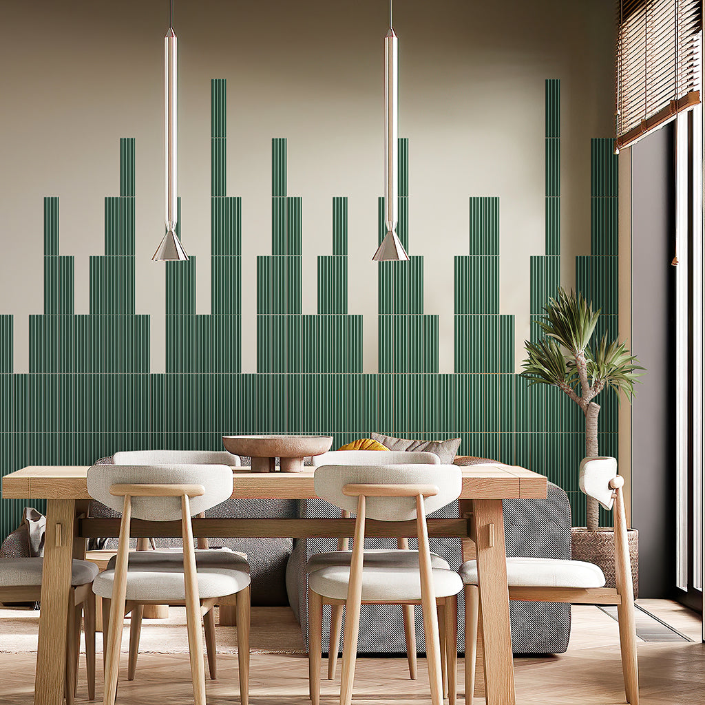Green 2x8 Glossy Ceramic Subway Deco Tile (38 pack, 4.09 sq ft/case) - Sample