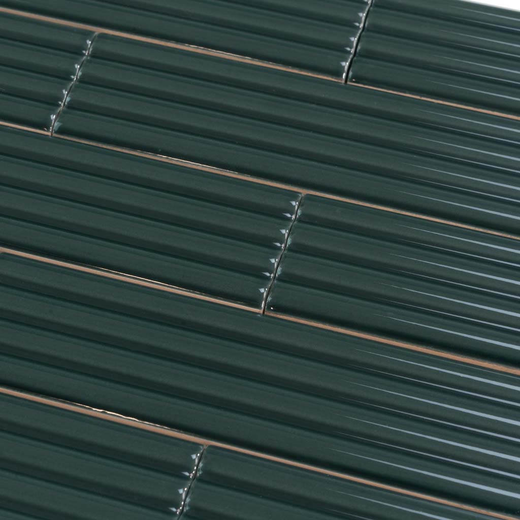Green 2x8 Glossy Ceramic Subway Deco Tile (38 pack, 4.09 sq ft/case) - Sample