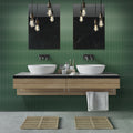 Green matte ceramic subway tile 2x8 inches on bathroom wall