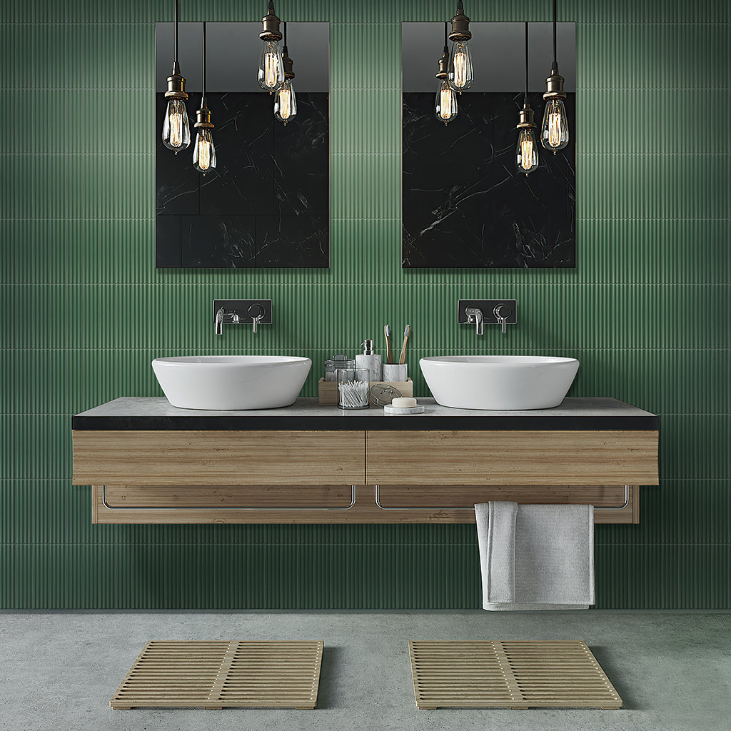 Green 2x8 Matte Ceramic Subway Deco Tile (38 pack, 4.1 sq ft/case) - Sample