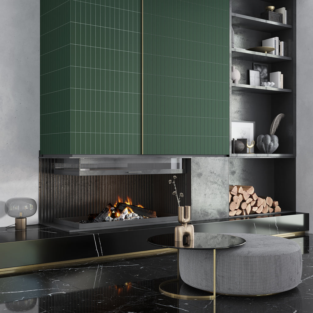 Green 2x8 Matte Ceramic Subway Deco Tile (38 pack, 4.1 sq ft/case) - Sample