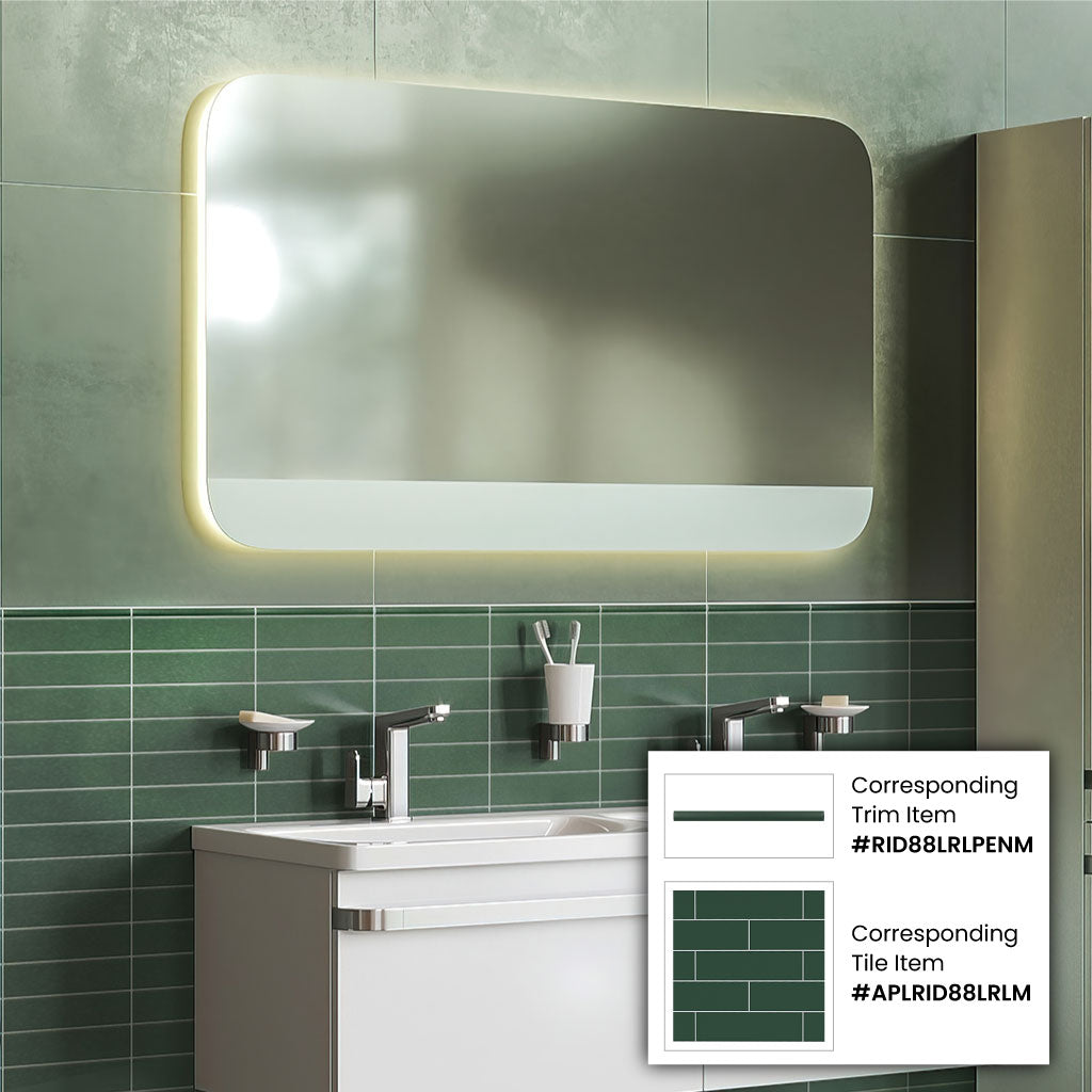 Green 0.5x8 Matte Ceramic Pencil Tile Trim (10 pack, 0.3 sq ft/case) - Sample