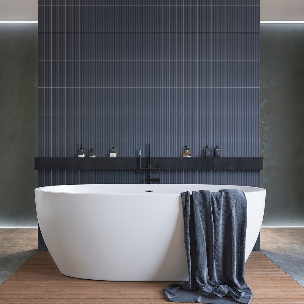 Blue 2x8 Matte Ceramic Subway Deco Tile (38 pack, 4.1 sq ft/case) - Sample