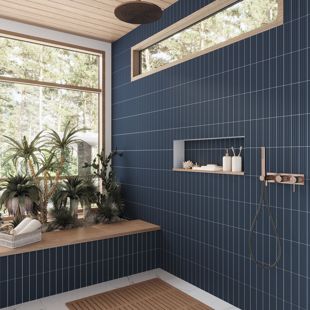 Blue 2x8 Matte Ceramic Subway Deco Tile (38 pack, 4.1 sq ft/case) - Sample