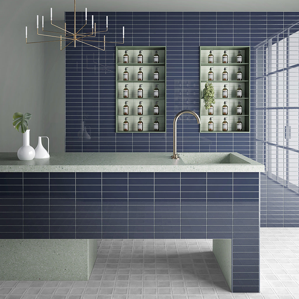 Blue 2x8 Glossy Ceramic Subway Tile (50 pack, 5.38 sq ft/case) - Sample