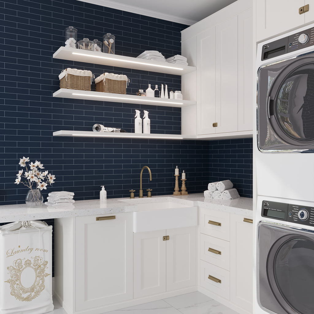 Blue 2x8 Matte Ceramic Subway Tile (50 pack, 5.4 sq ft/case) - Sample