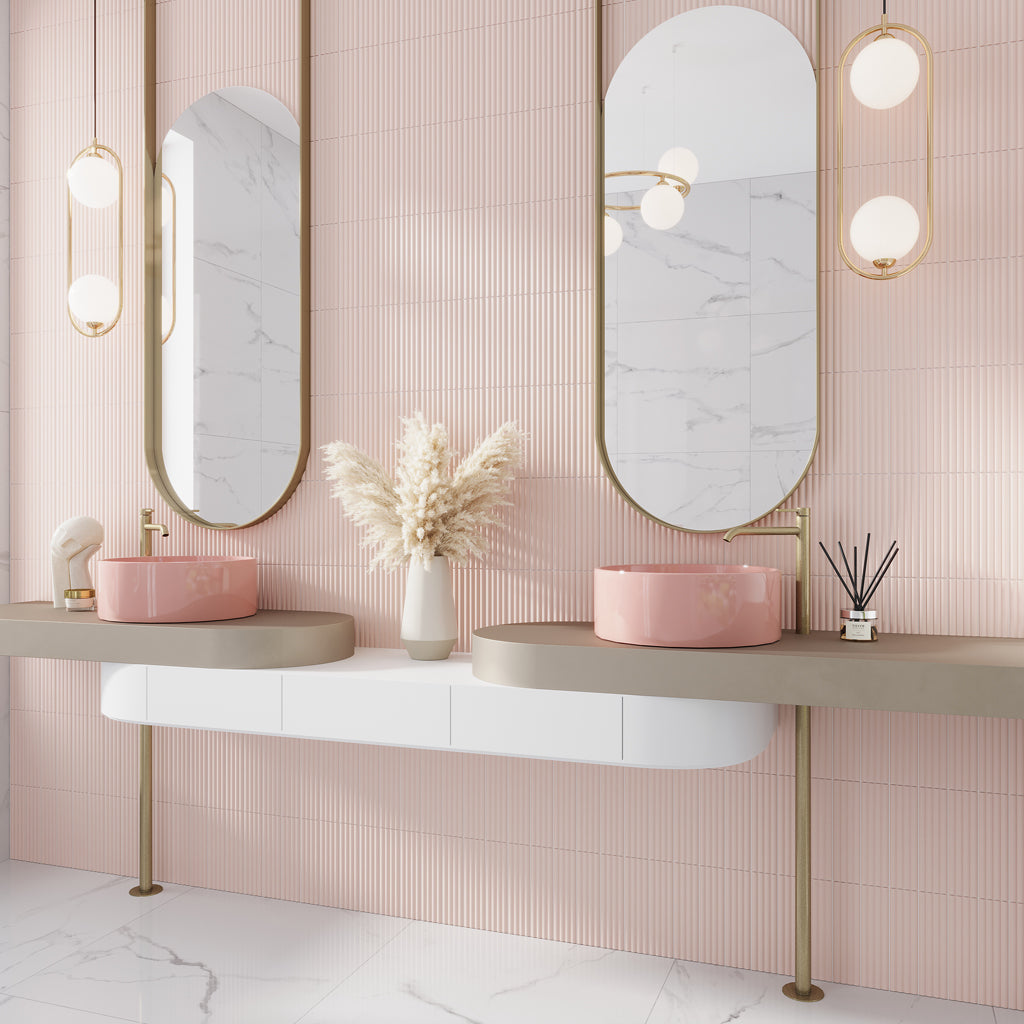 Pink 2x8 Matte Ceramic Subway Deco Tile (38 pack, 4.1 sq ft/case) - Sample