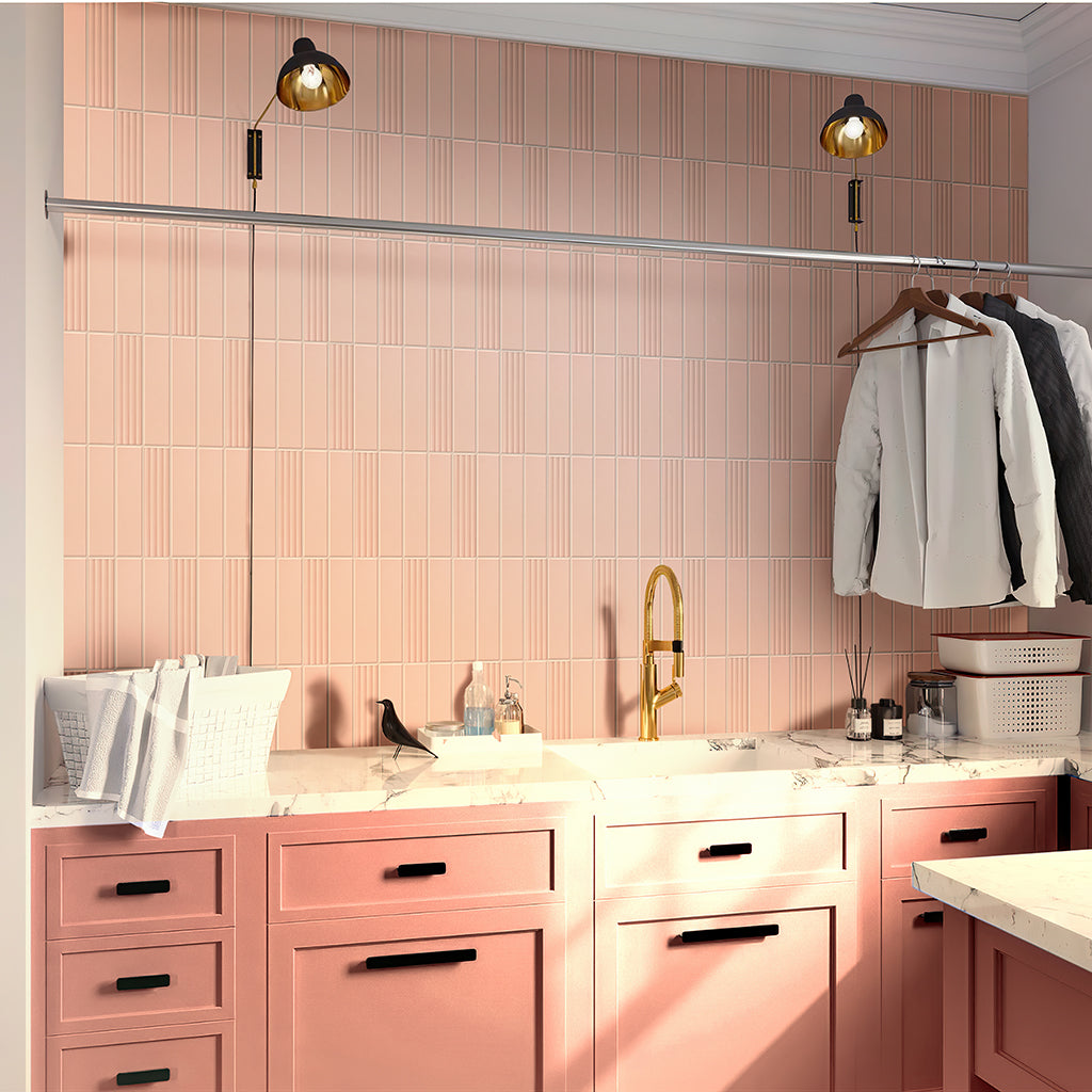 38 pack Arte 1.97 in. x 7.87 in. Matte Pink  Ceramic Subway Wall and Floor Tile (4.1 sq. ft./case)