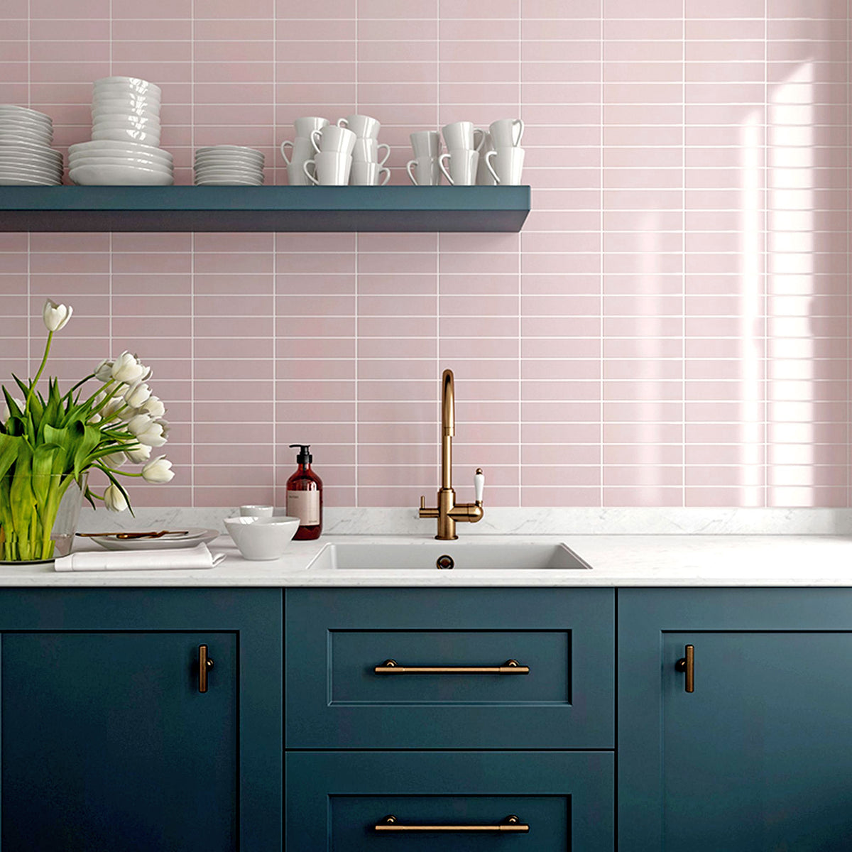 Pink 2x8 Glossy Ceramic Subway Tile (60 pack, 6.46 sq ft/case)