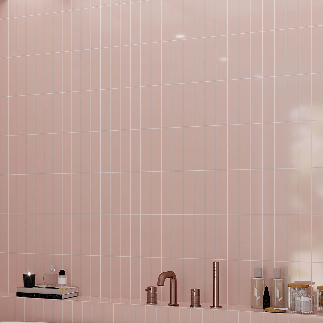 Pink 2x8 Glossy Ceramic Subway Tile (60 pack, 6.46 sq ft/case)