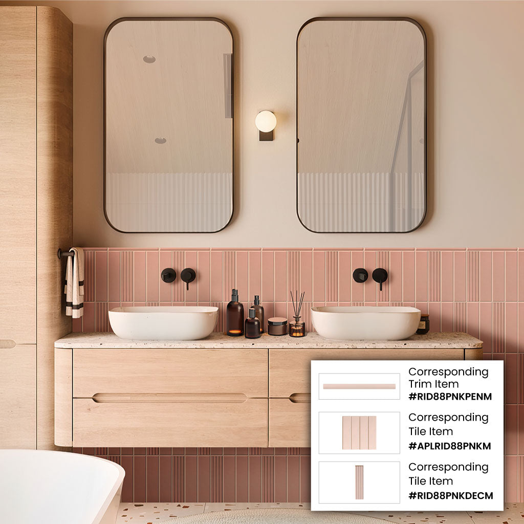 Pink 2x8 Matte Ceramic Subway Deco Tile (38 pack, 4.1 sq ft/case) - Sample
