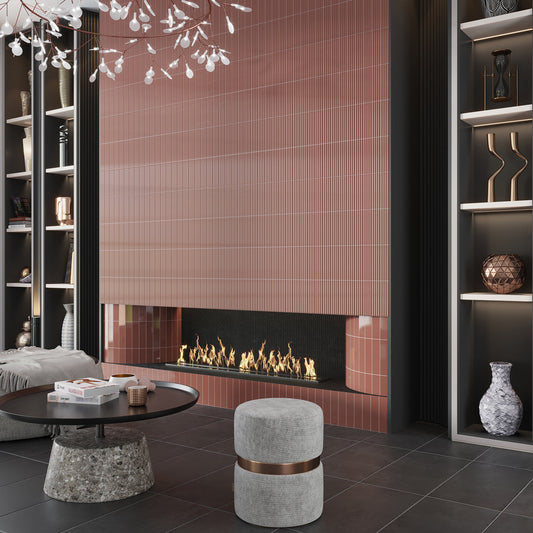 Sample-Red 2x8 Glossy Ceramic Subway Deco Tile (38 pack, 4.09 sq ft/case)