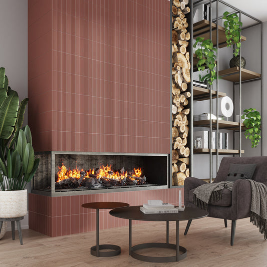 Red 2x8 Matte Ceramic Subway Deco Tile (38 pack, 4.1 sq ft/case) - Sample