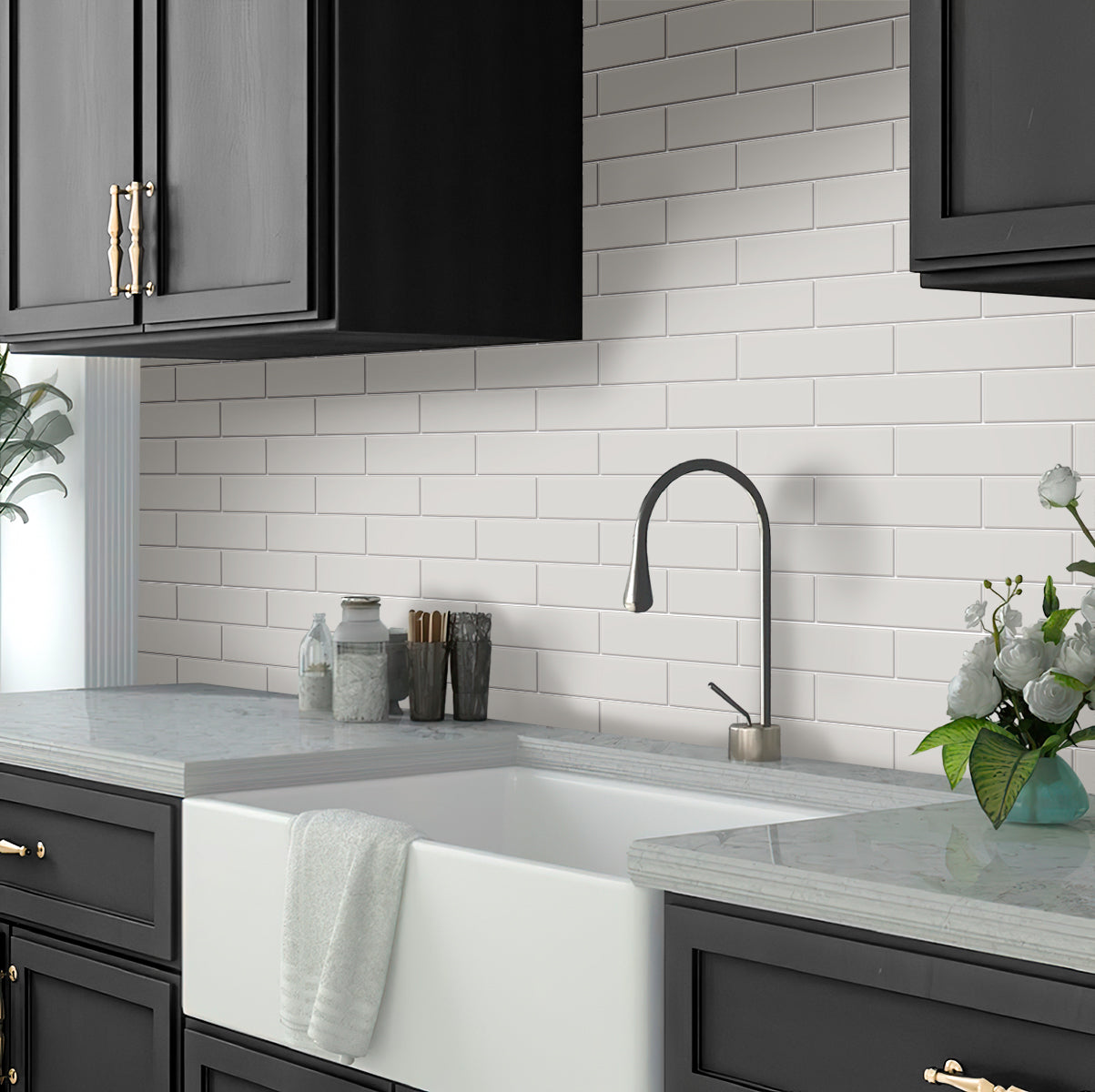 White 2x8 Matte Ceramic Subway Tile for Modern Interior Walls