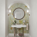 Moss green natural porcelain rectangular wall tile with fresco-like finish, 20x40 inches
