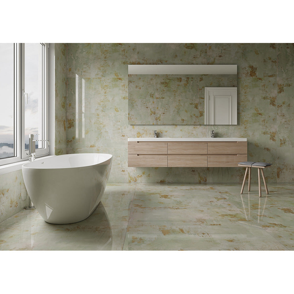 3-pack Aureate 19.69 in. x 39.37 in. Natural Moss Green Porcelain Rectangle Wall and Floor Tile (15.99 sq ft/case)