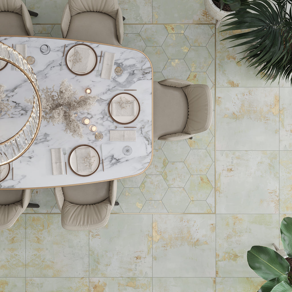 Aureate 9 in. x 11 in. Natural Moss Green Porcelain Hexagon Wall and Floor Tile (12 Cases, 120.72 sq ft/Pallet)