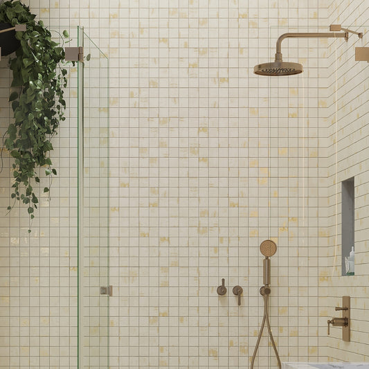 light beige 12x12 natural uniform square porcelain mosaic tile with subtle grain patterns