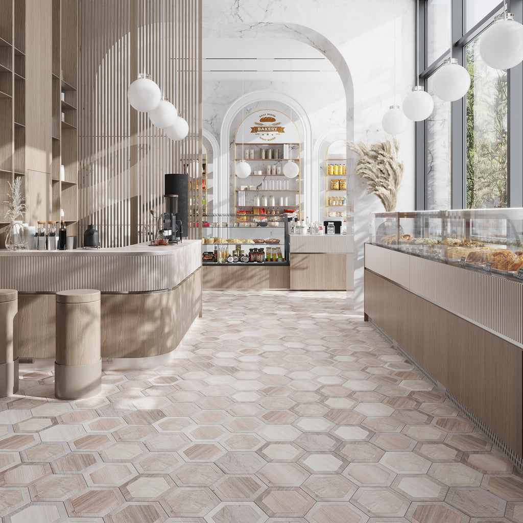 Light Brown 10x10 Matte Hexagon Porcelain Tile (20 pack, 10.43 sq ft/case) - Sample