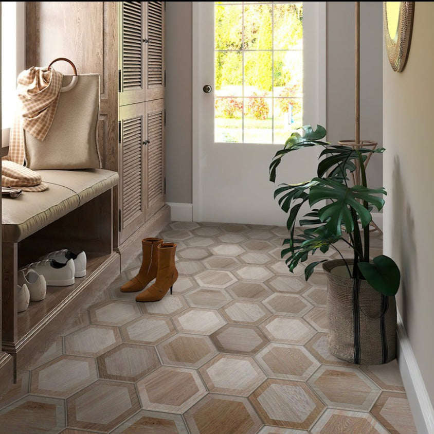Light Brown 10x10 Matte Hexagon Porcelain Tile (20 pack, 10.43 sq ft/case) - Sample