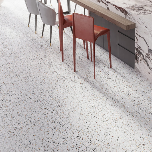 Bright White with Multi flecks 24x24 Matte Square Porcelain Large Format Tile (4 pack, 15.93 sq ft/case)