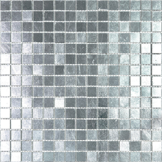 Silver 12x12 Glossy Uniform Square Glass Mosaic Tile (20 pack, 20 sq ft/case) - Sample
