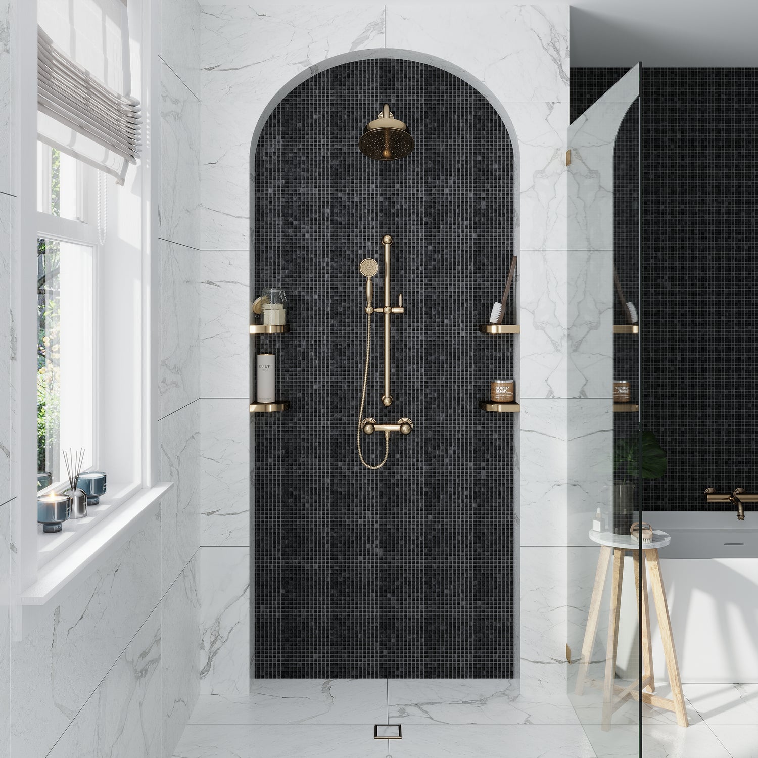 Black 12x12 Uniform Square Glossy Glass Mosaic Tile (20 pack, 20 sq ft/case)