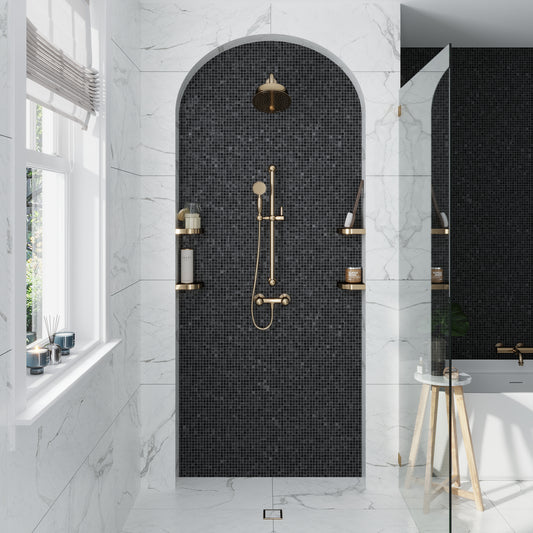 Black 12x12 Uniform Square Glossy Glass Mosaic Tile (20 pack, 20 sq ft/case)