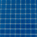 Glossy azure blue glass mosaic tiles arranged in uniform square pattern with textured surface