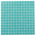 Glossy neon aqua green 12x12 uniform square glass mosaic tiles with textured surface