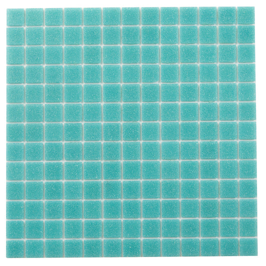 Sample-Neon Aqua Green 12x12 Glossy Uniform Square Glass Mosaic Tile (20 pack, 20 sq ft/case)